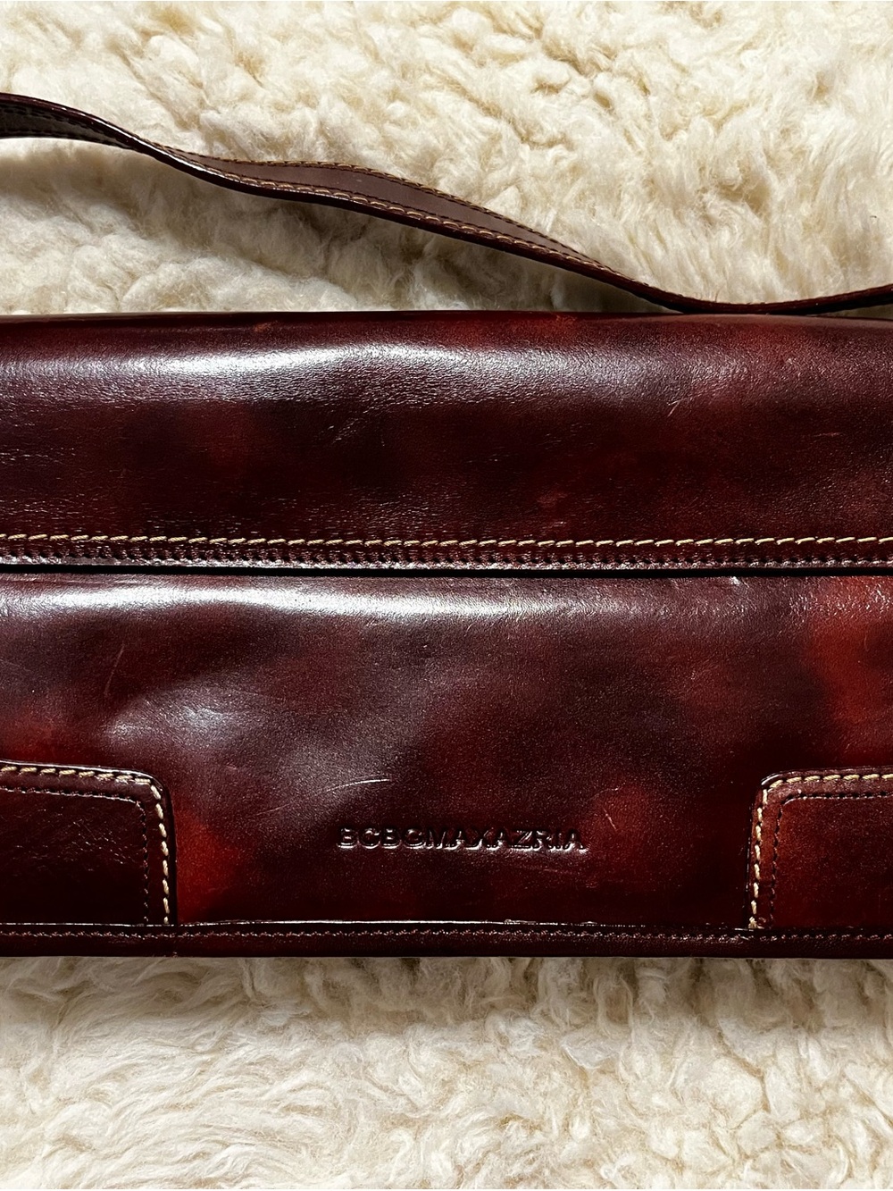 BCBGMaxAzria Burgundy Leather Shoulder Bag